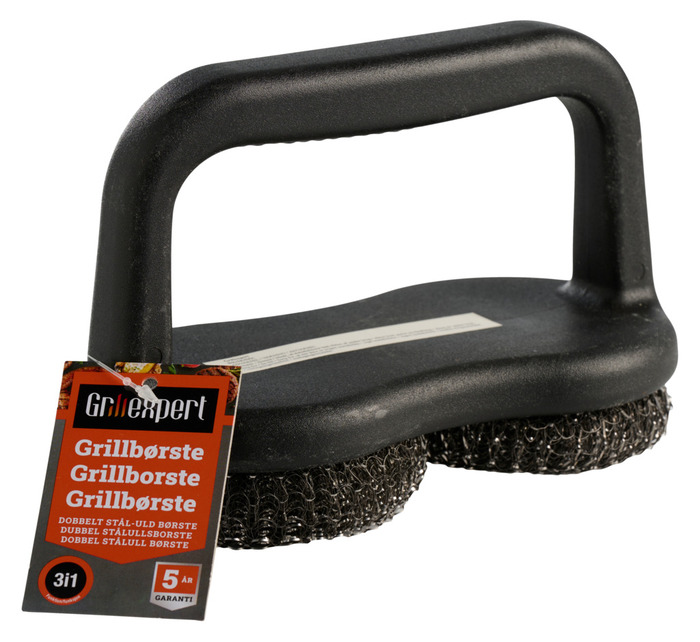 Dobbel stålull grillbørste - Grillexpert